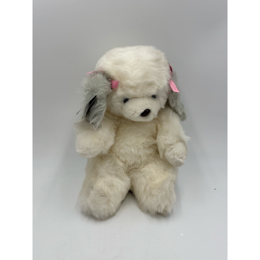 Vintage 1984 Emotions Mattel Francine Poodle White Grey Plush Stuffed Animal TAG